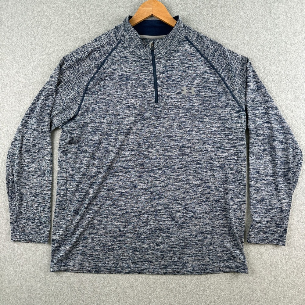 Under Armour Pullover Mens XL Blue HeatGear 1/4‎ Zip Space Dye Performance Shirt